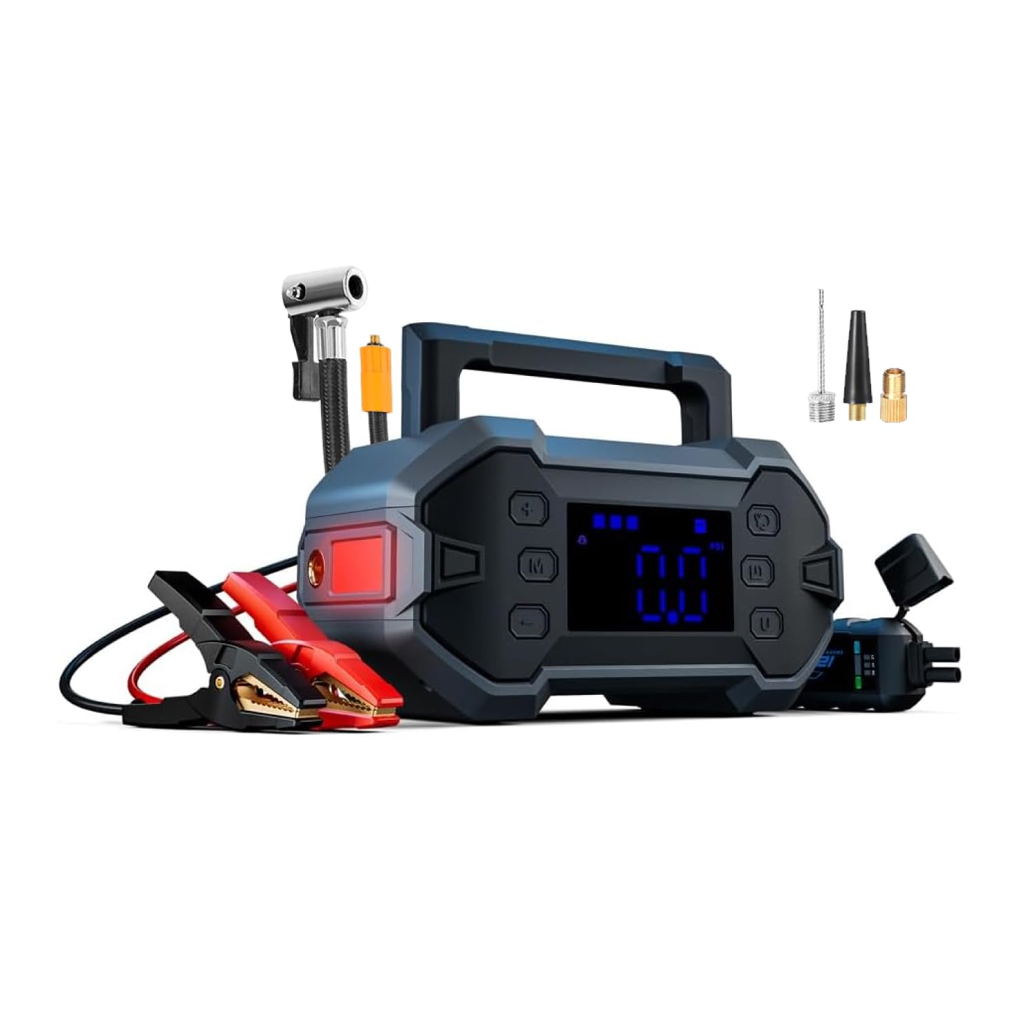 Portable Car Jump Starter 3000A with Air Compressor 12V Battery Jumper Emergency for 8.0L Gas & Diesel Engines Power Booster Start Boost Charger Box and Power Bank, for All Weather (GK-J1206P)